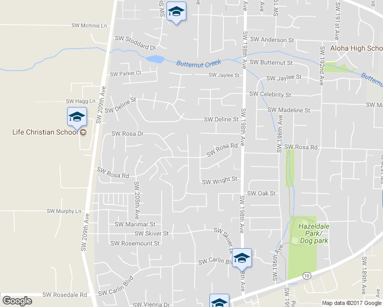 map of restaurants, bars, coffee shops, grocery stores, and more near 5720 Southwest 203rd Avenue in Aloha