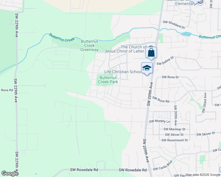 map of restaurants, bars, coffee shops, grocery stores, and more near 21370 Southwest Hagg Lane in Beaverton