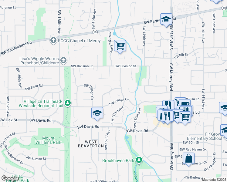 map of restaurants, bars, coffee shops, grocery stores, and more near 5725 Southwest Glenbrook Road in Beaverton