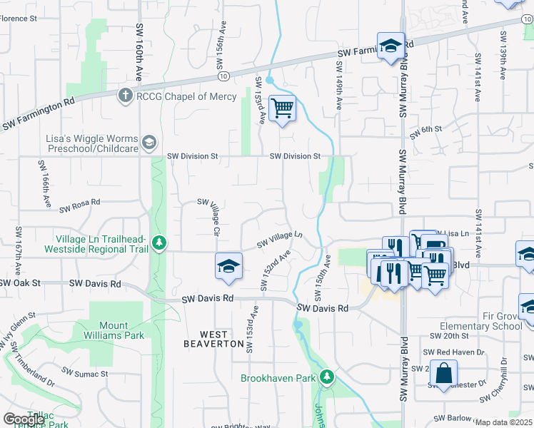 map of restaurants, bars, coffee shops, grocery stores, and more near 5725 Southwest Glenbrook Road in Beaverton