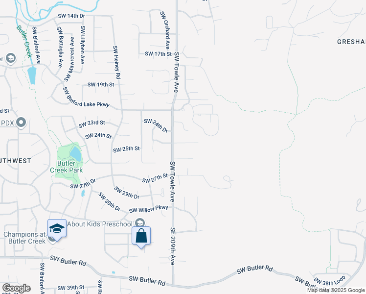 map of restaurants, bars, coffee shops, grocery stores, and more near 2520 Southwest Towle Avenue in Gresham