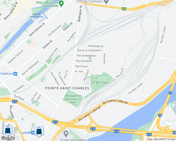 map of restaurants, bars, coffee shops, grocery stores, and more near Rue Favard in Montréal