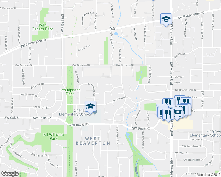 map of restaurants, bars, coffee shops, grocery stores, and more near 5725 Southwest Glenbrook Road in Beaverton
