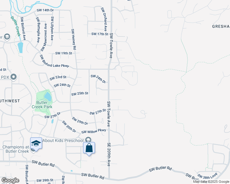 map of restaurants, bars, coffee shops, grocery stores, and more near 2520 Southwest Towle Avenue in Gresham
