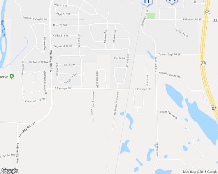 map of restaurants, bars, coffee shops, grocery stores, and more near 619 South Passage Southwest in Isanti