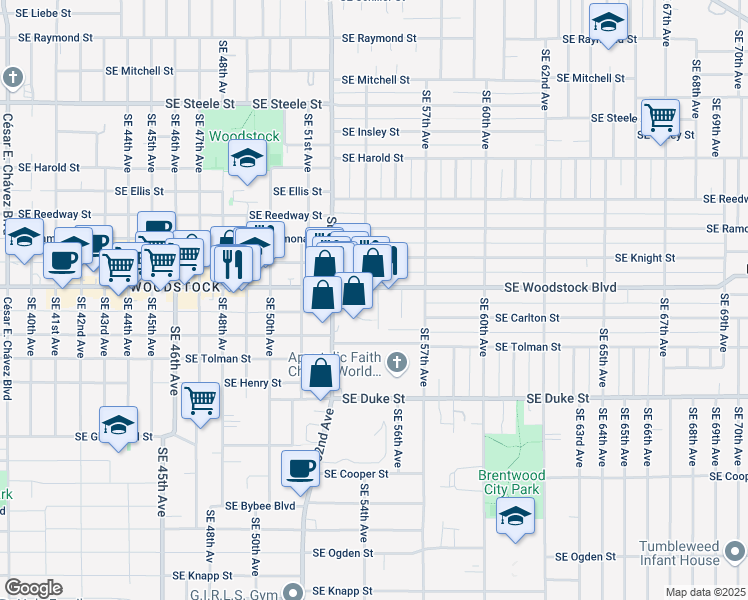 map of restaurants, bars, coffee shops, grocery stores, and more near in 