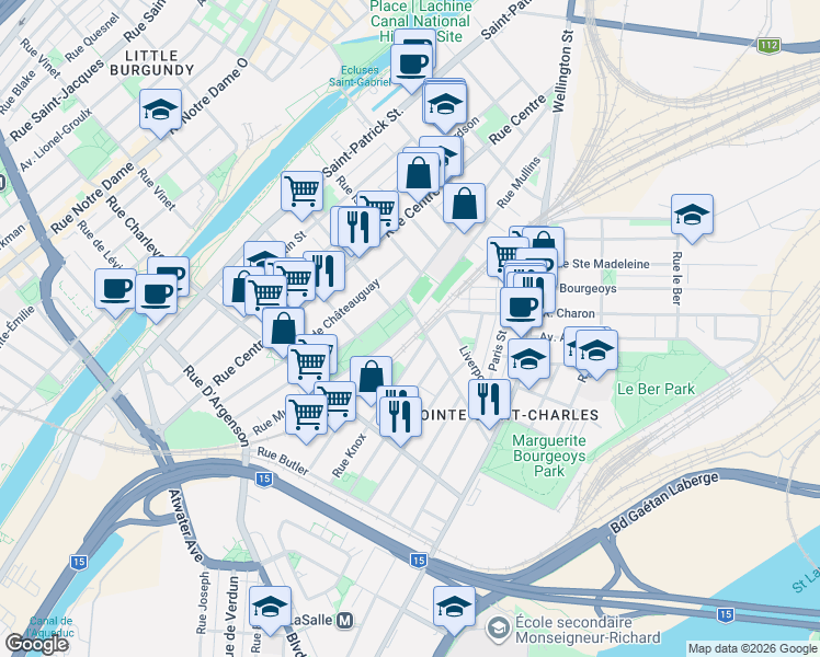 map of restaurants, bars, coffee shops, grocery stores, and more near 2320 Rue Mullins in Montrã©Al