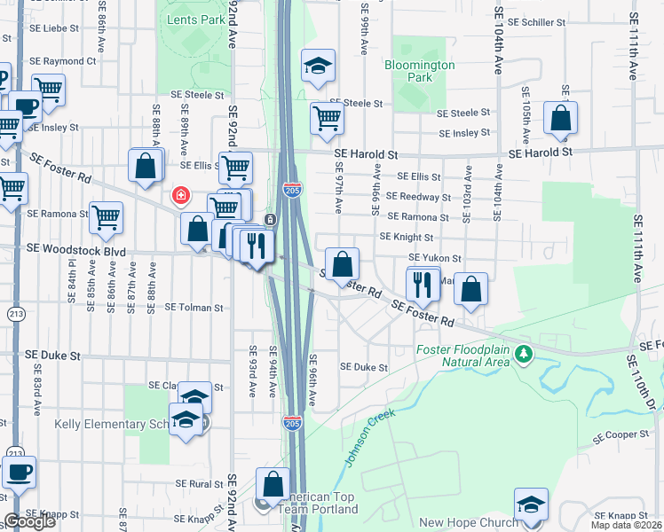 map of restaurants, bars, coffee shops, grocery stores, and more near in Portland