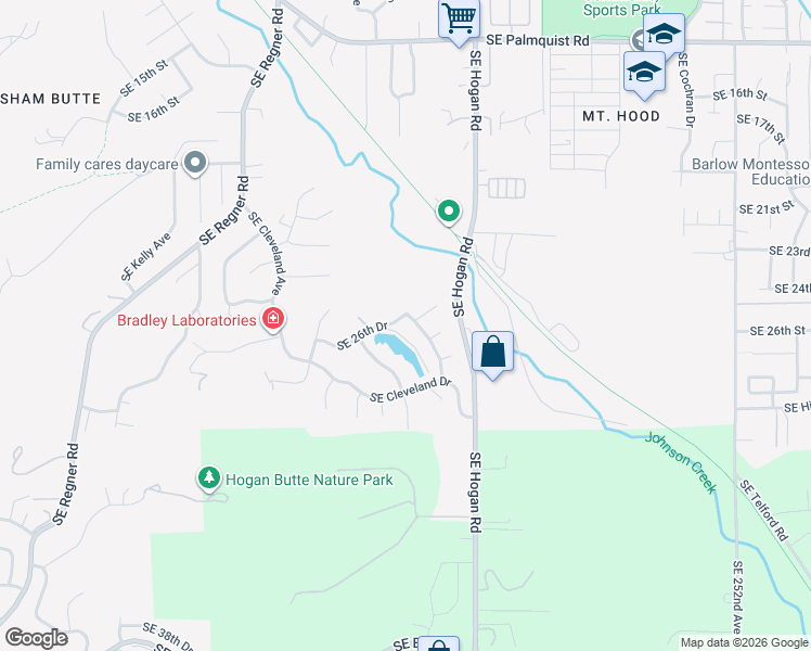 map of restaurants, bars, coffee shops, grocery stores, and more near 2619 Southeast Myrtlewood Way in Gresham