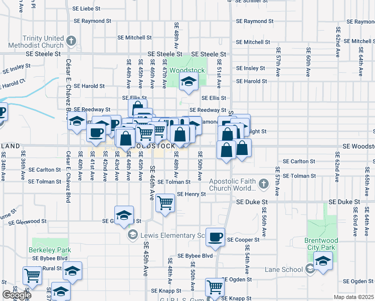 map of restaurants, bars, coffee shops, grocery stores, and more near in Portland