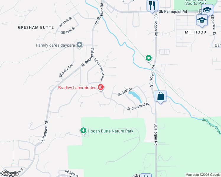 map of restaurants, bars, coffee shops, grocery stores, and more near 2573 Southeast Morlan Way in Gresham