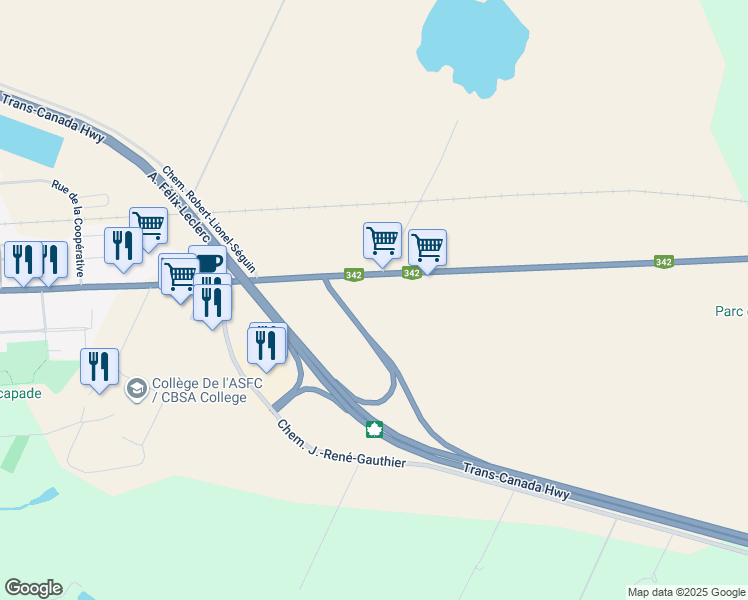 map of restaurants, bars, coffee shops, grocery stores, and more near 433 Chemin de la Grande-Ligne in Rigaud