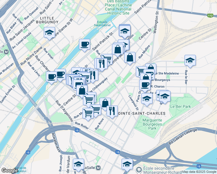 map of restaurants, bars, coffee shops, grocery stores, and more near in Montreal