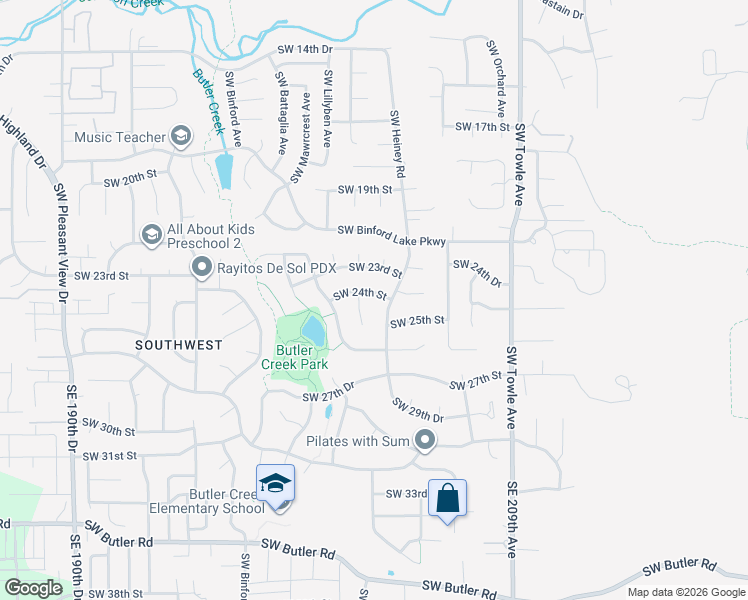 map of restaurants, bars, coffee shops, grocery stores, and more near 2515 Southwest Wonderview Drive in Gresham