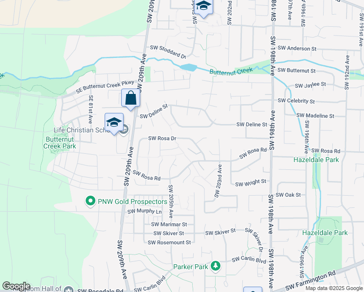 map of restaurants, bars, coffee shops, grocery stores, and more near 20434 Southwest Rosa Drive in Aloha