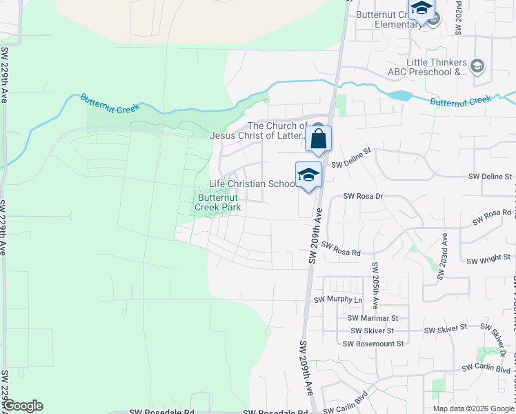map of restaurants, bars, coffee shops, grocery stores, and more near 8084 Southeast Hayloft Street in Hillsboro