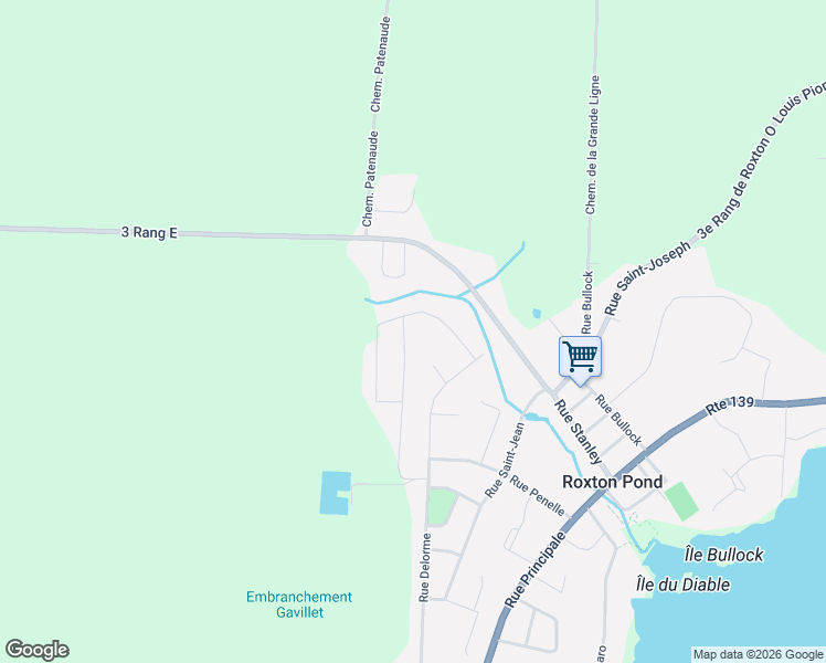 map of restaurants, bars, coffee shops, grocery stores, and more near 921 Rue Jérémi-Bachand in Roxton Pond