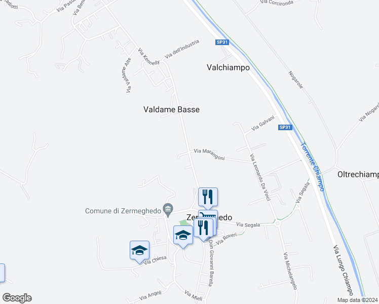 map of restaurants, bars, coffee shops, grocery stores, and more near 57 Via Marangoni in Provincia di Vicenza