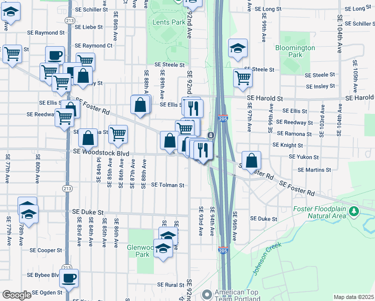 map of restaurants, bars, coffee shops, grocery stores, and more near in Portland
