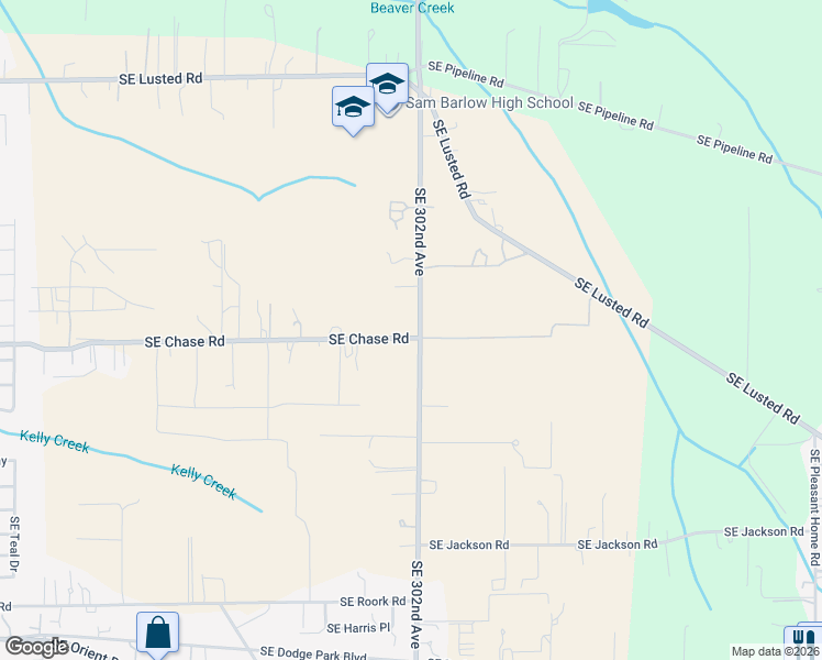 map of restaurants, bars, coffee shops, grocery stores, and more near 30125 Southeast Chase Road in Gresham