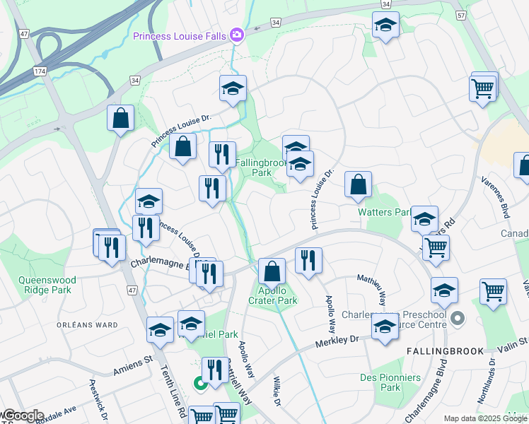 map of restaurants, bars, coffee shops, grocery stores, and more near in Ottawa