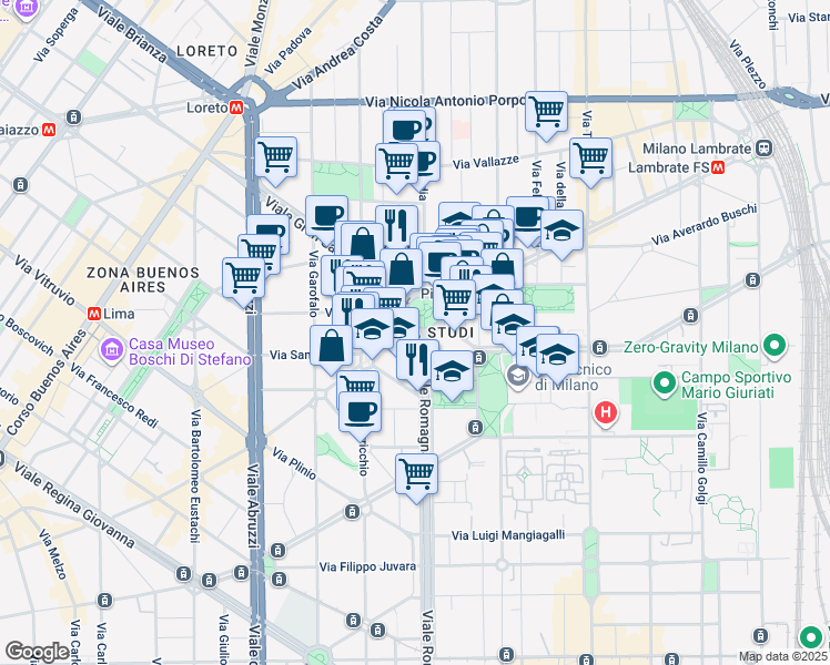 map of restaurants, bars, coffee shops, grocery stores, and more near 1 Piazzale Gabrio Piola in Milano