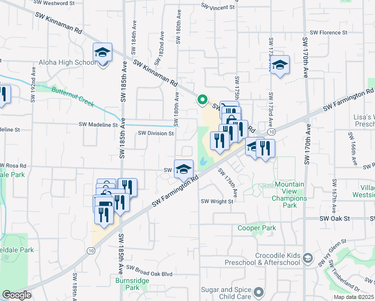 map of restaurants, bars, coffee shops, grocery stores, and more near 5500 Southwest Kale Vala Vil in Aloha