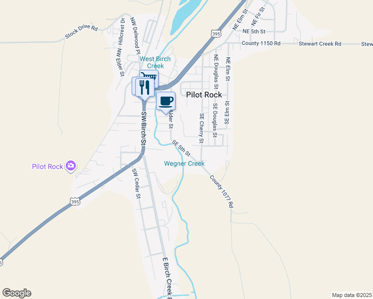 map of restaurants, bars, coffee shops, grocery stores, and more near 238 Southwest 4th Street in Pilot Rock