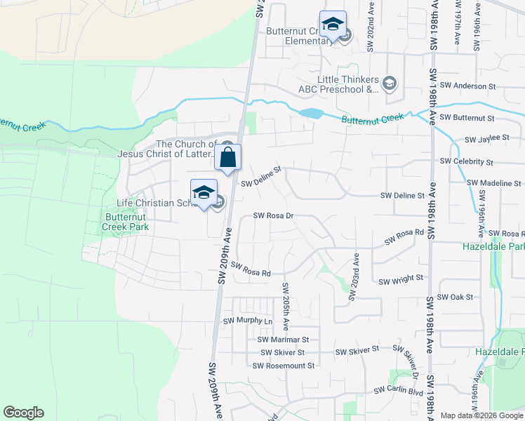 map of restaurants, bars, coffee shops, grocery stores, and more near 20675 Southwest Rosa Drive in Aloha