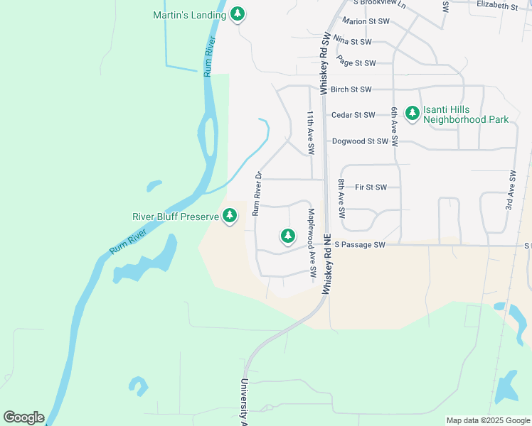 map of restaurants, bars, coffee shops, grocery stores, and more near 1005 Maplewood Avenue Southwest in Isanti