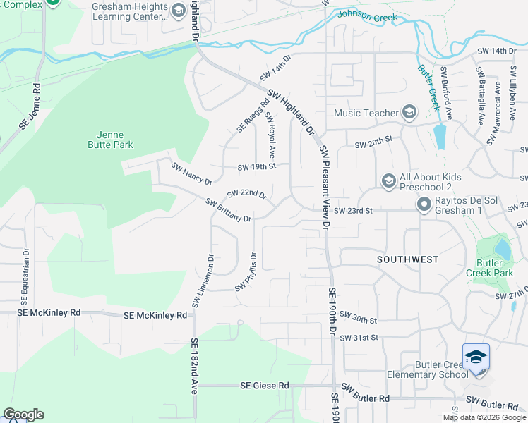map of restaurants, bars, coffee shops, grocery stores, and more near 3857 Southwest Brittany Drive in Gresham