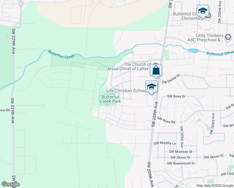map of restaurants, bars, coffee shops, grocery stores, and more near 5513 SE Logan Ln in Hillsboro