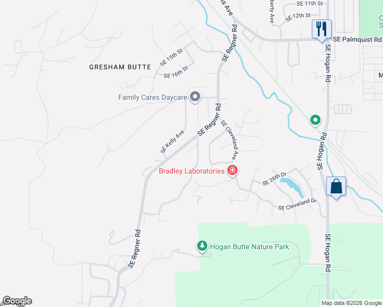 map of restaurants, bars, coffee shops, grocery stores, and more near 552 Southeast 23rd Terrace in Gresham