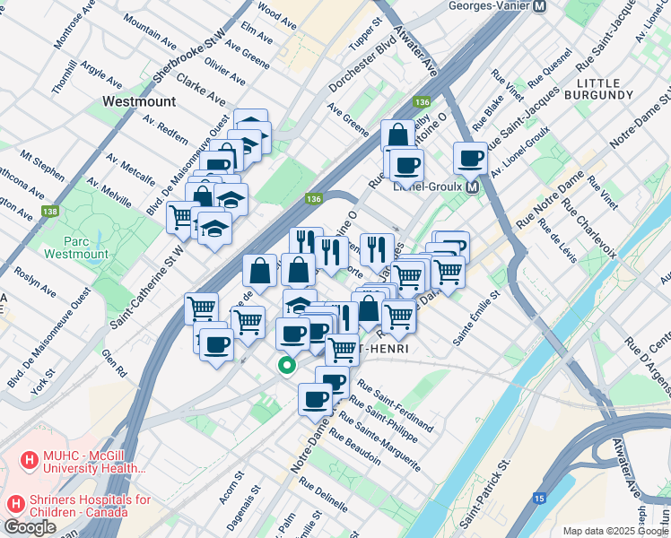 map of restaurants, bars, coffee shops, grocery stores, and more near 438b Place Jacques-Cartier in Montréal