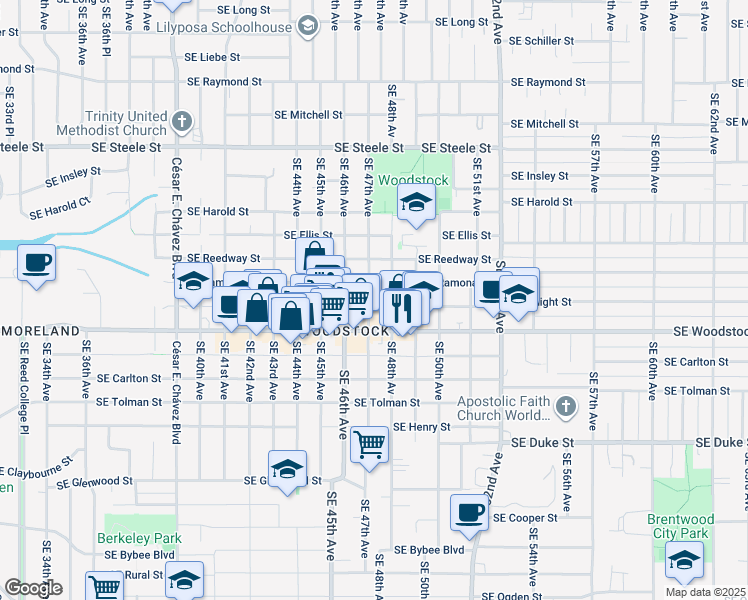 map of restaurants, bars, coffee shops, grocery stores, and more near in 