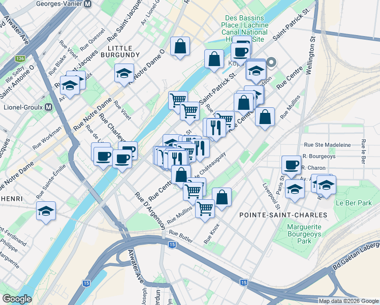 map of restaurants, bars, coffee shops, grocery stores, and more near 1228 Rue Ropery in Montréal