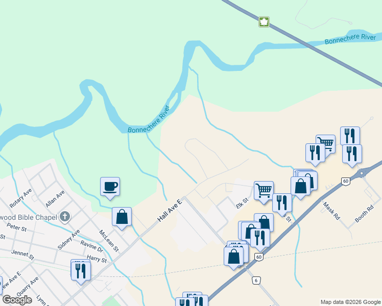 map of restaurants, bars, coffee shops, grocery stores, and more near 306 Forestview Crescent in Renfrew