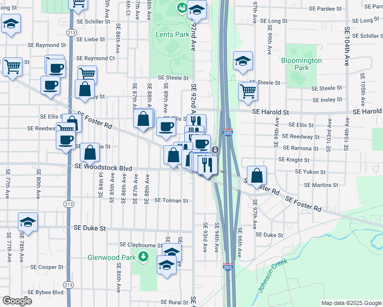 map of restaurants, bars, coffee shops, grocery stores, and more near in Portland