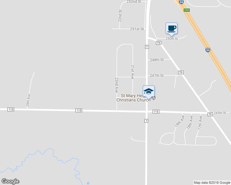 map of restaurants, bars, coffee shops, grocery stores, and more near 24625 22nd Avenue in Saint Augusta