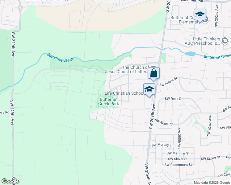 map of restaurants, bars, coffee shops, grocery stores, and more near 5513 SE Logan Ln in Hillsboro