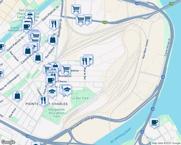 map of restaurants, bars, coffee shops, grocery stores, and more near 340 Rue Sainte Madeleine in Montrã©Al