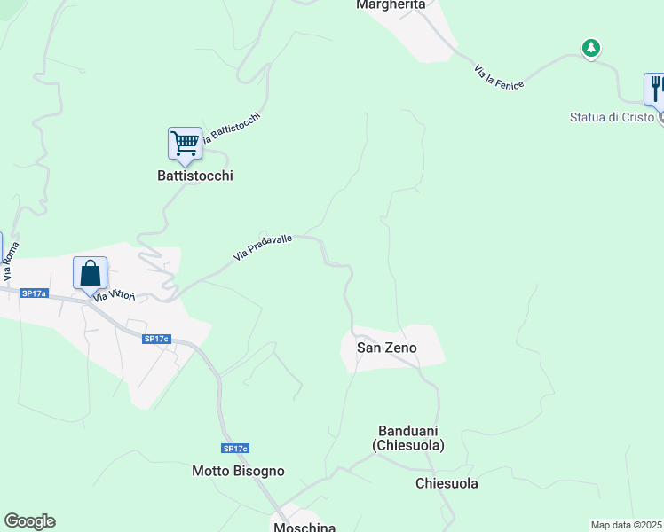 map of restaurants, bars, coffee shops, grocery stores, and more near 15 Via Pradavalle in Provincia di Verona