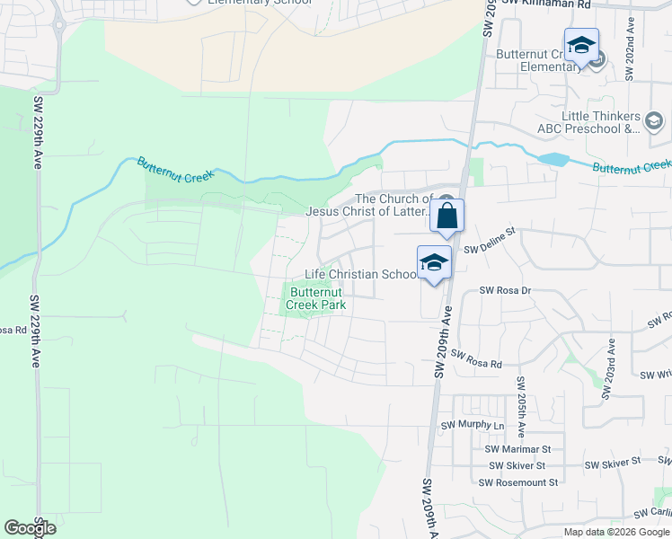 map of restaurants, bars, coffee shops, grocery stores, and more near 5513 SE Logan Ln in Hillsboro