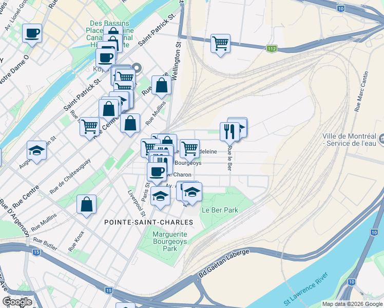 map of restaurants, bars, coffee shops, grocery stores, and more near 508 Rue Sainte Madeleine in Montréal