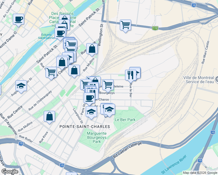 map of restaurants, bars, coffee shops, grocery stores, and more near 508 Rue Sainte Madeleine in Montréal