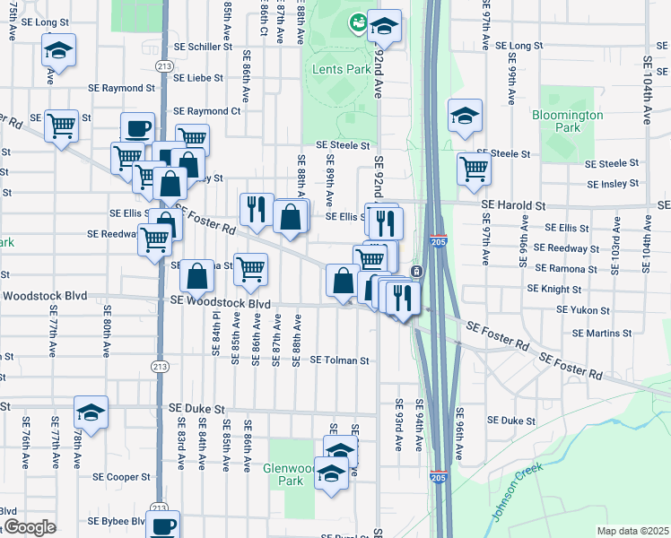 map of restaurants, bars, coffee shops, grocery stores, and more near in 