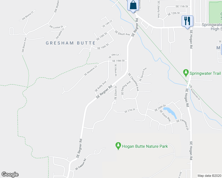 map of restaurants, bars, coffee shops, grocery stores, and more near 553 Southeast 23rd Terrace in Gresham