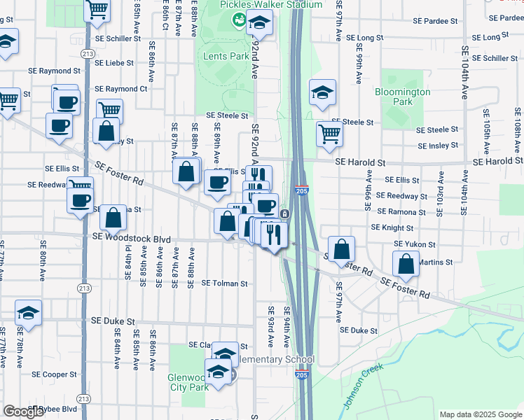 map of restaurants, bars, coffee shops, grocery stores, and more near in Portland