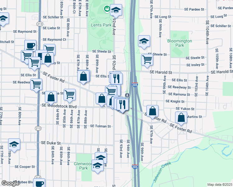 map of restaurants, bars, coffee shops, grocery stores, and more near in Portland