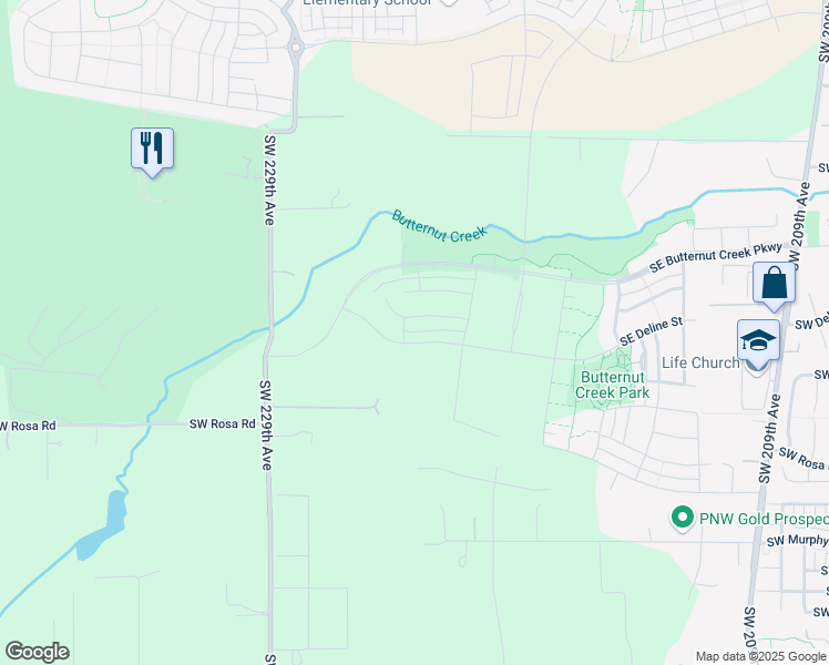 map of restaurants, bars, coffee shops, grocery stores, and more near 5496 Southwest 229th Avenue in Beaverton